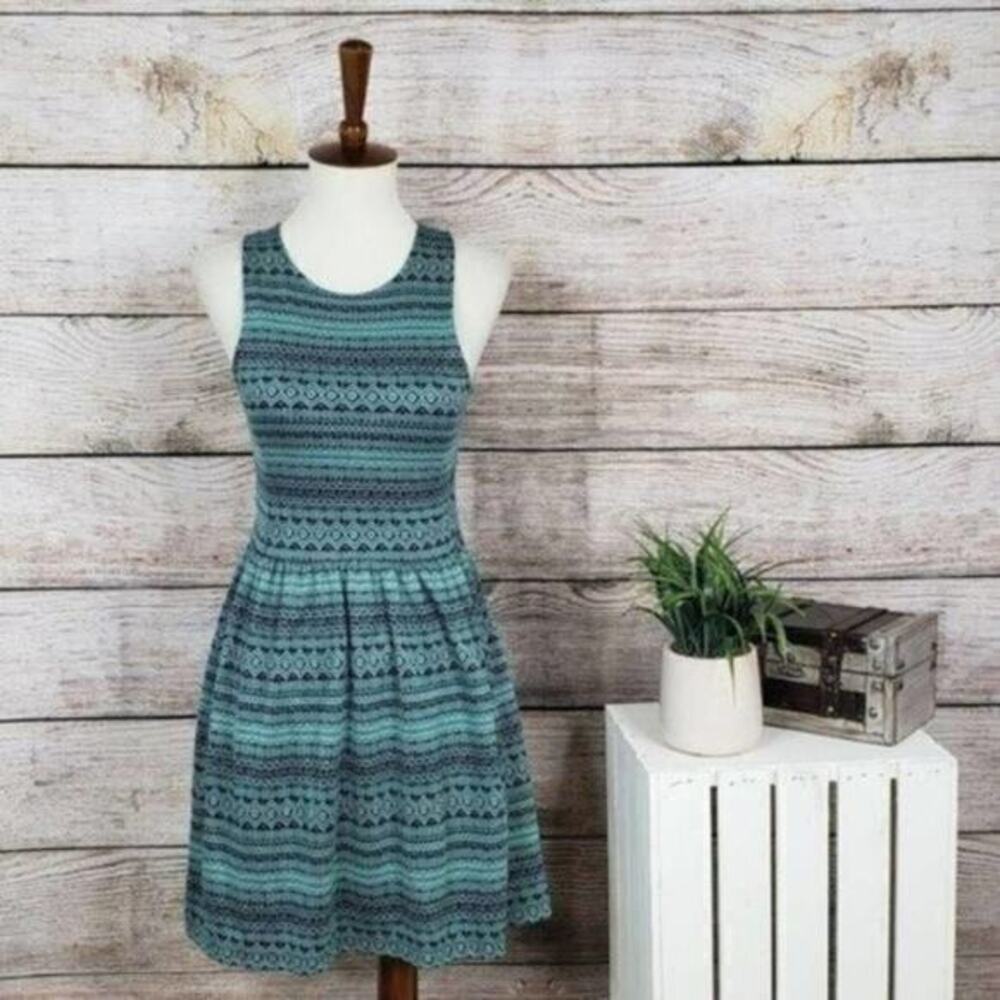 5/$25 Rubbish Nordstrom Womens Fit and Flare Mini Dress Size‎ XS Green Striped